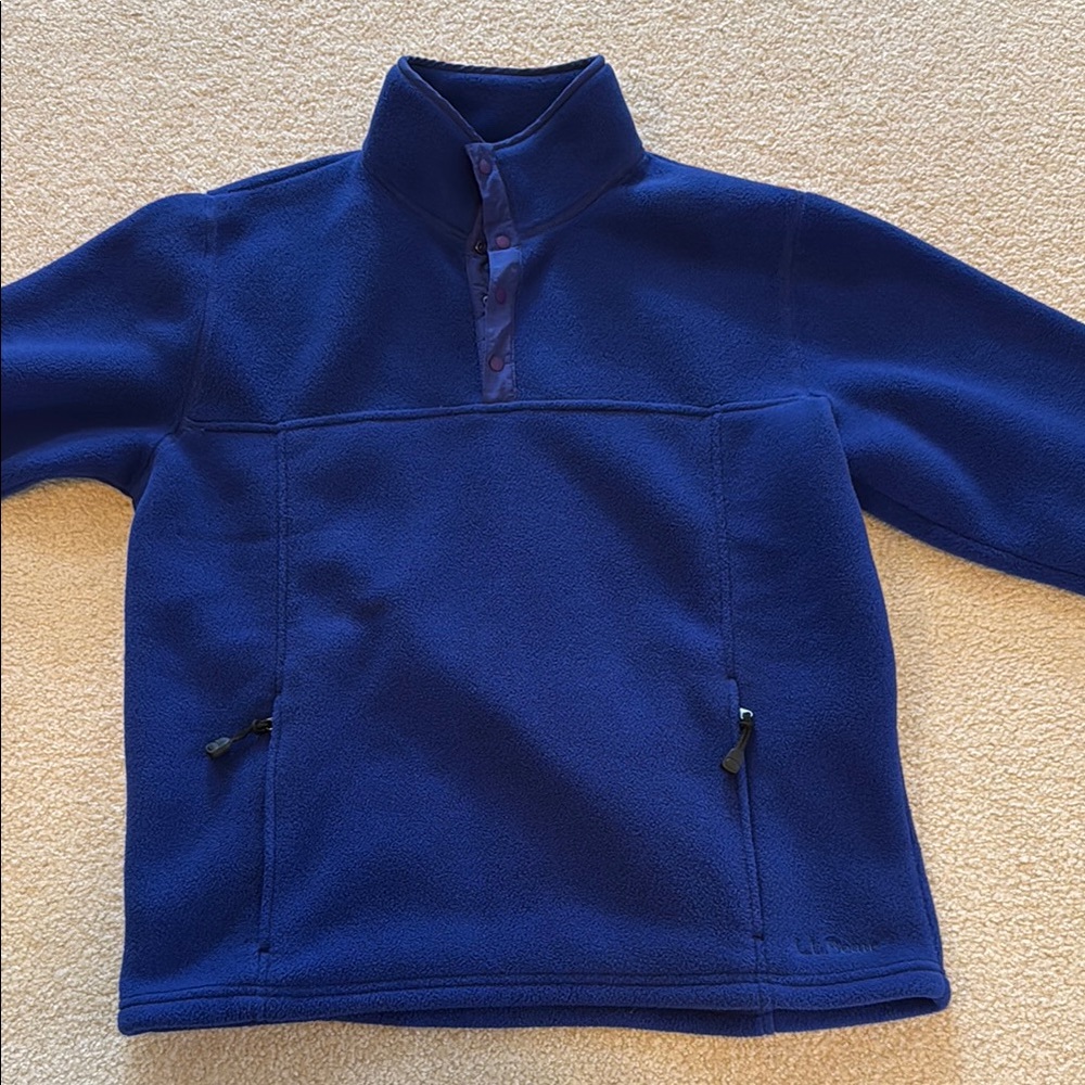 L.L. Bean Blue Snap Up Fleece Sweater